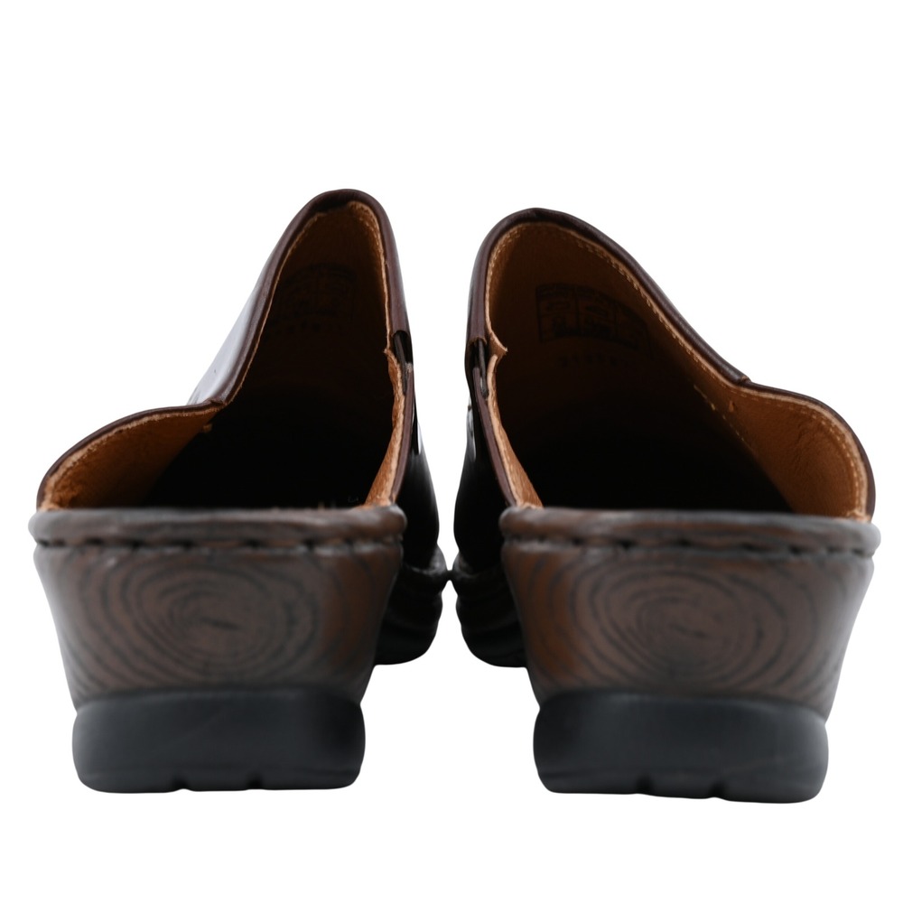 Retail $145 Josef Seibel  Catalonia Brown Leather Wedge Clog Mules Slip On Shoes - Picture 9 of 12